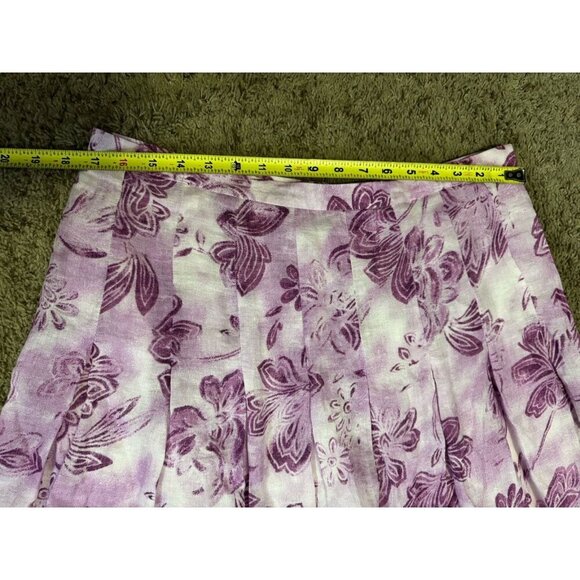 NWT JJILL Linen Maxi Purple Skirt Lined Floral Pleated Boho Beach Coastal Sz 12 - Picture 3 of 8
